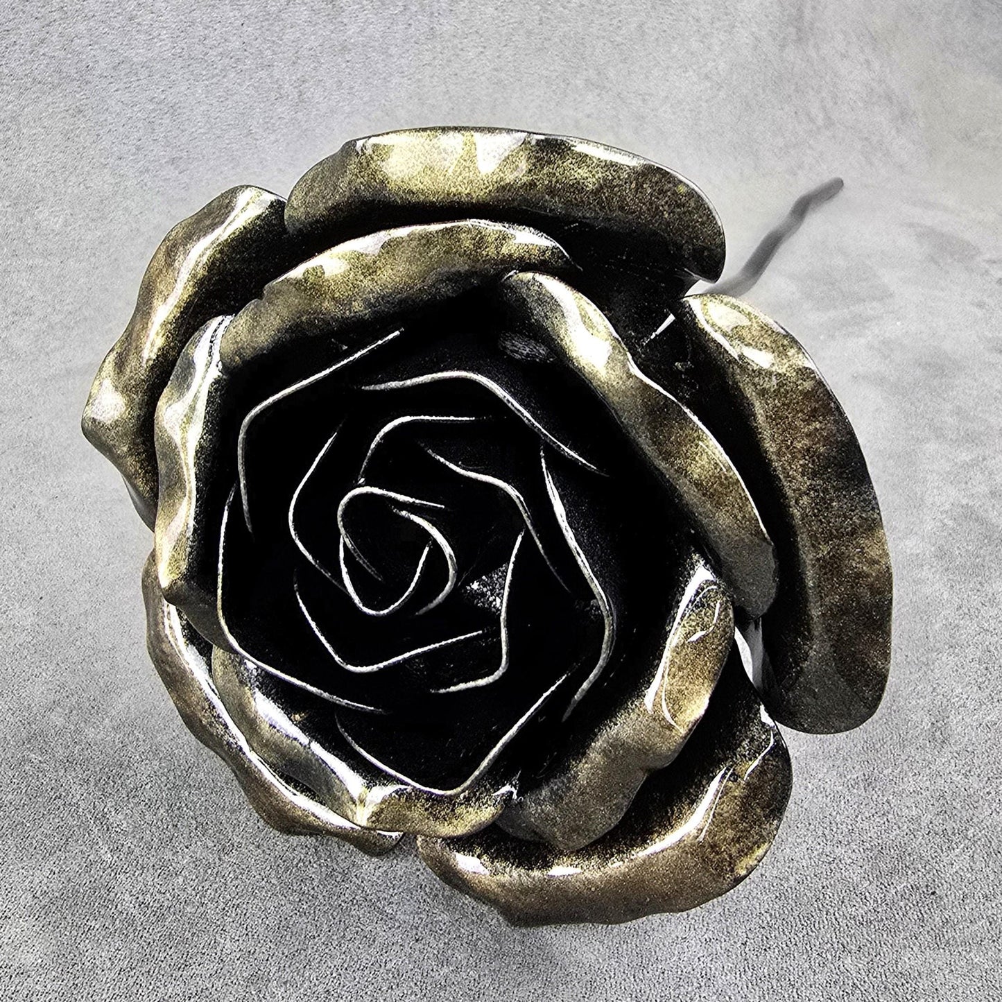 Handcrafted Shadow Mocha Steel Rose: Metal Garden Remembrance Flower
