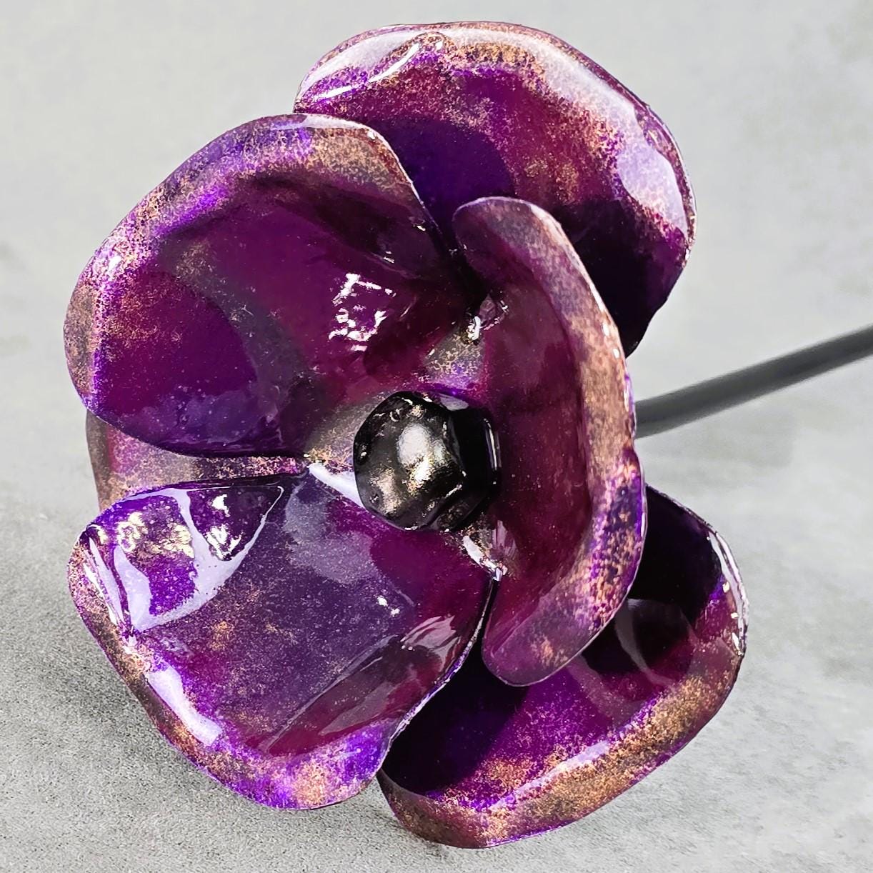 Purple Passion - Metal Steel Poppy Flower Garden Remembrance Day Anniversary Handcrafted Gift